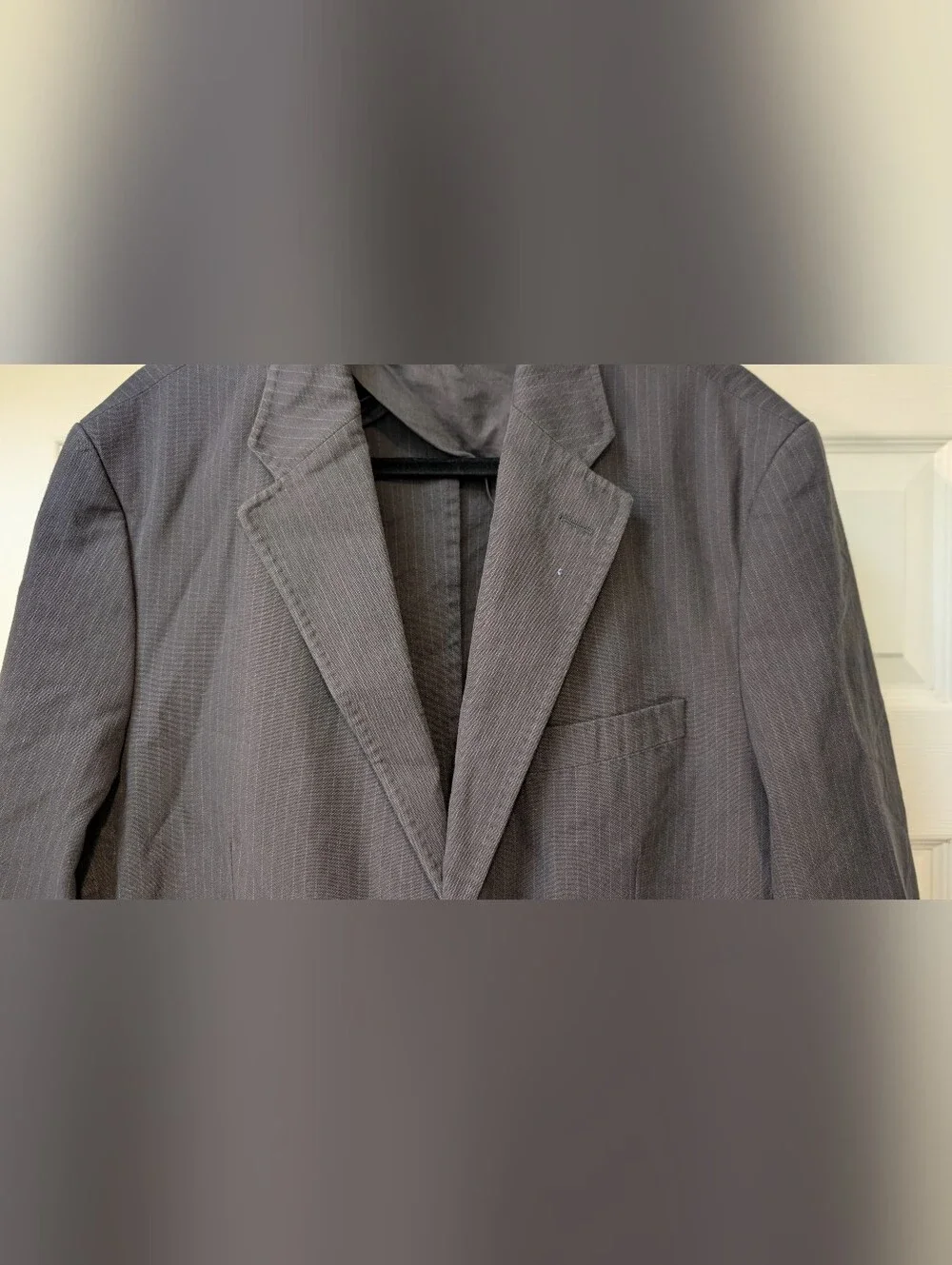 Banana Republic Gray Pinstripe Blazer Jacket 44R 100% Cotton